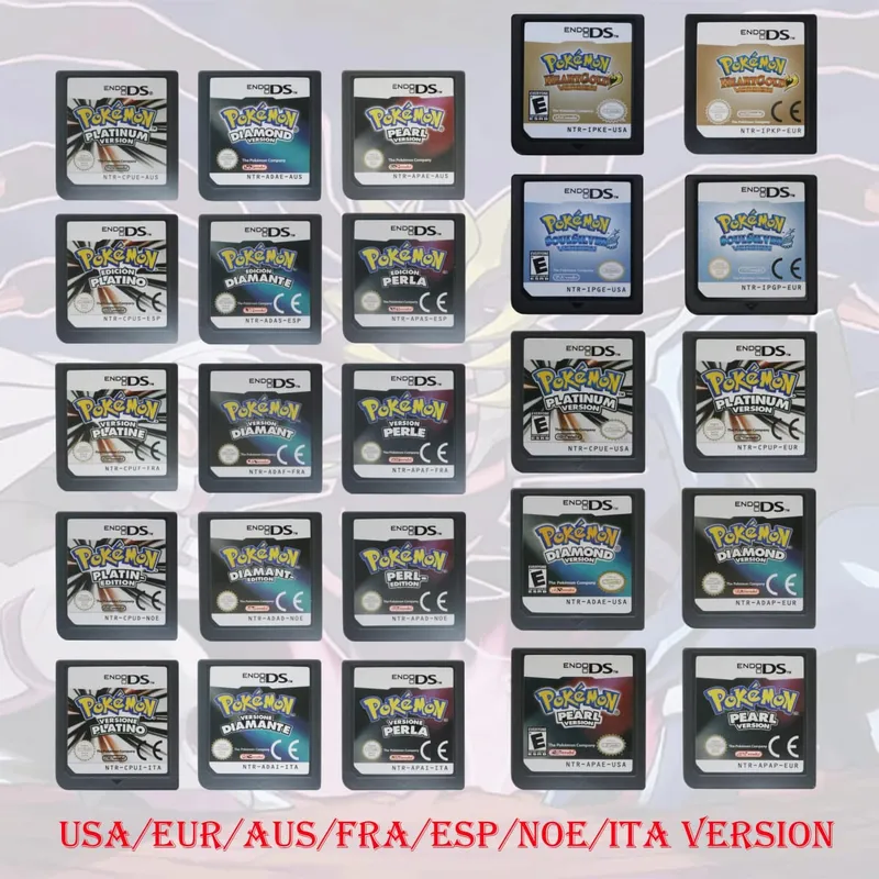 NOE/ESP/ITA/FRA/USA/EUR/AUS Version Pokemon HeartGold SoulSilver Platinum Diamond PearlVideo Game Card For DS 2DS 3DS Console — image 1