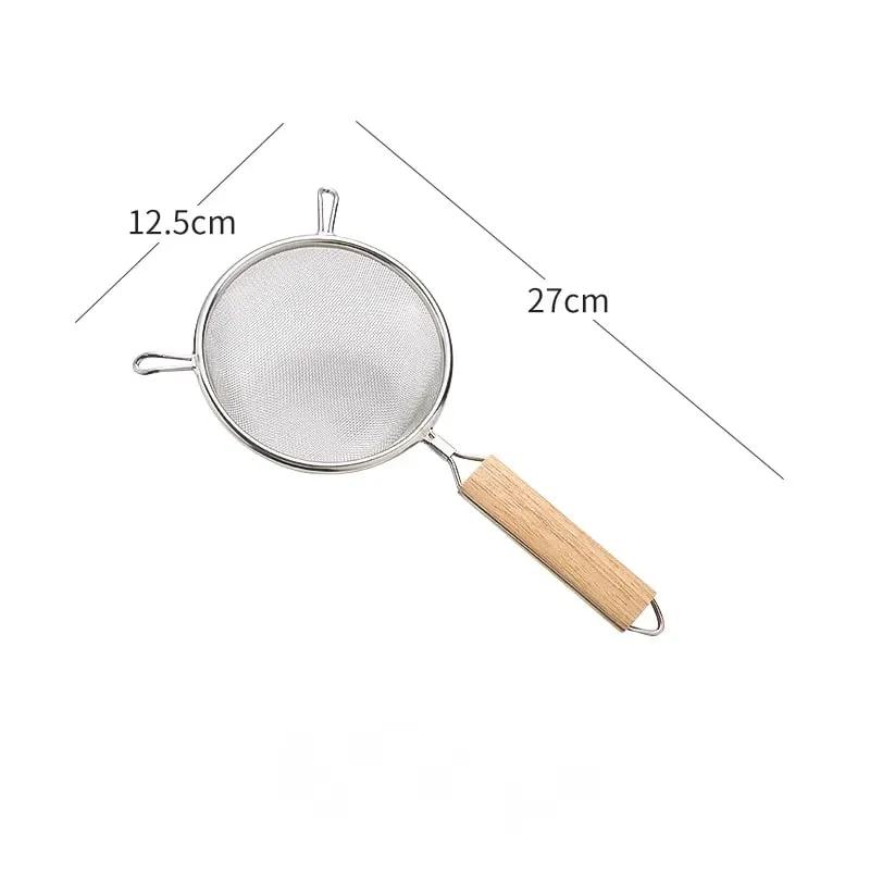 1-3pcs Wooden Handle Flour Sifter And Strainer Fine Mesh Stainless Steel for Home Baking Cooking Juice And Powder Filtering