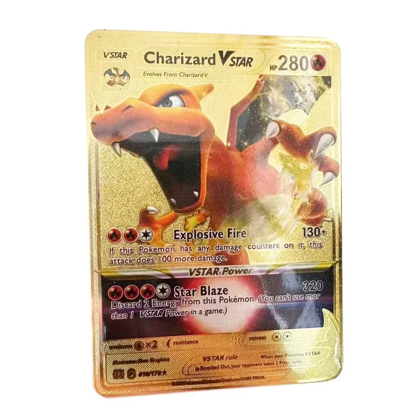 بطاقة البوكيمون Vmax حروف بوكيمون معدنية بيكاتشو Gx Mewtwo Charizard Vstar ألعاب أنيمي ألعاب حديد ذهبي أوراق اللعب هدايا للأطفال — image 12
