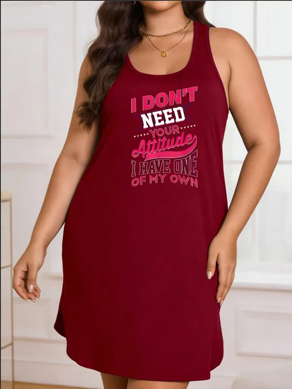 Alphabet Print Casual Sleeveless Dress Suitable for Summer and Spring Elegant Dress for Ladies — image 6