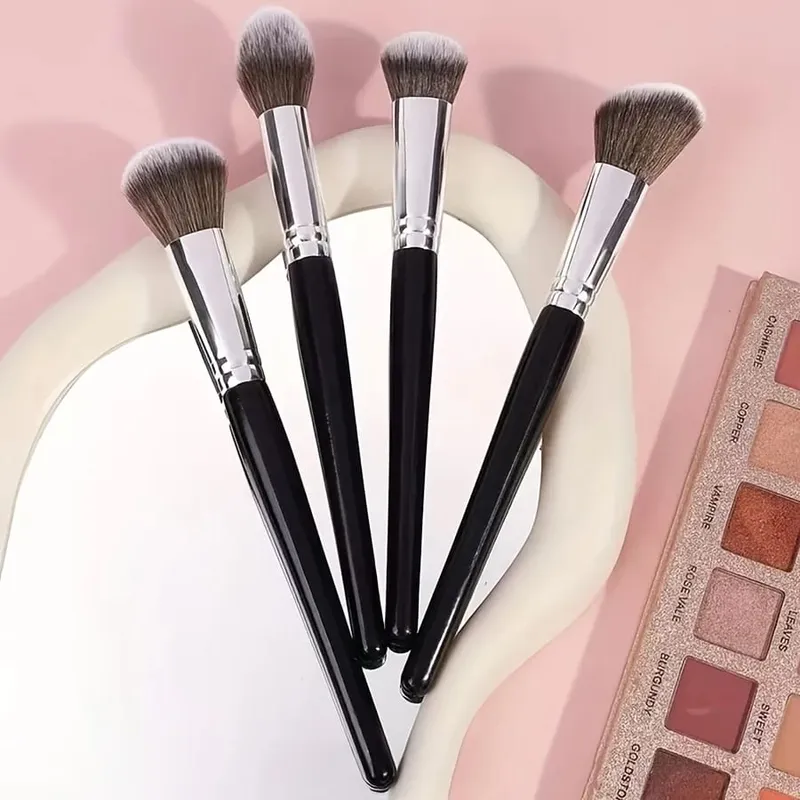 4pcs Makeup Brush Set Long Handle Makeup Brushes with Soft Fiber Portable Cosmetic Tools Includes Blush Brush Foundation Bru — image 3