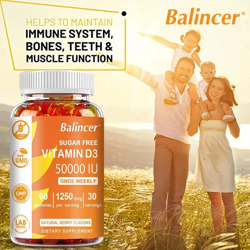 Vitamin D3 Berpotensi Tinggi 50 000 IU - Sokongan Imun Tulang Gigi Jantung dan Kesihatan Saraf Antioksidan - Bebas Gluten Bukan GMO — image 1