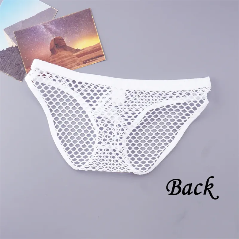 Sexy Man Fishnet Mesh Underwear See Through Male Briefs Breathable and Comfortable High Quality Low Waist Panties — image 3