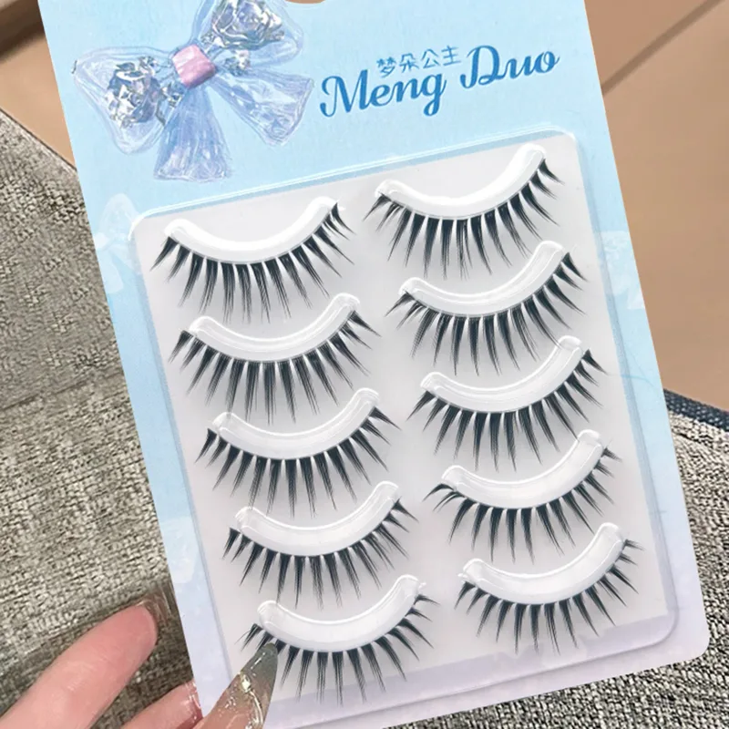 5pair Korean Style Manga False Eyelashes Natural Spiky Wispy Thick Eyelash Extension For Beauty Eye Cosplay Diy Makeup Tools — image 3