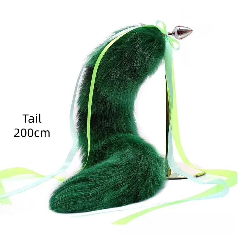 200cm Soft Real Fur Fox Tail Anal Plug with Split Design Metal Butt Plug for Women Cosplay Costume Flirt Sensory Sex Toys — image 16