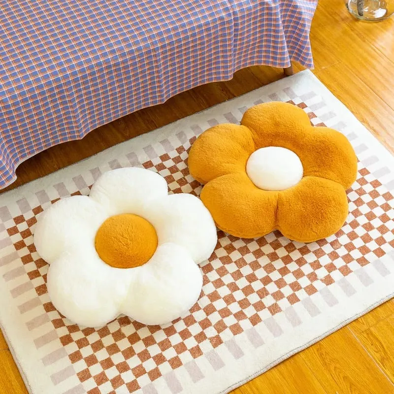 Generic Flower Shaped Plush Seat Cushion Soft Memory Cotton Round Pillow For Chair Bedroom Window Sofa Home Decor — image 4