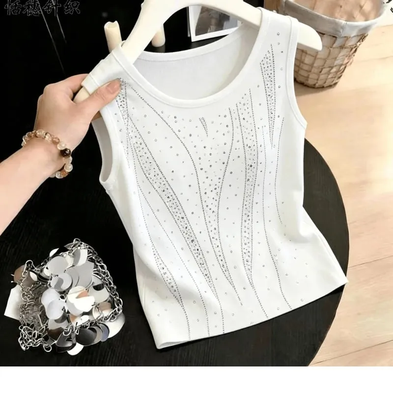 New Summer Slim Sleeveless Plus Size Street Casual Tanks Tops All-match Simplicity Fashion T Shirts Elegant Trend Women Clothing — image 4
