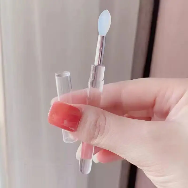 Silicone Lip Mask Brushes (Transparent/Pink)- Portable Lip Scrub Applicator Soft Silicone Tip for Lip Balm/Lip Mask — image 1