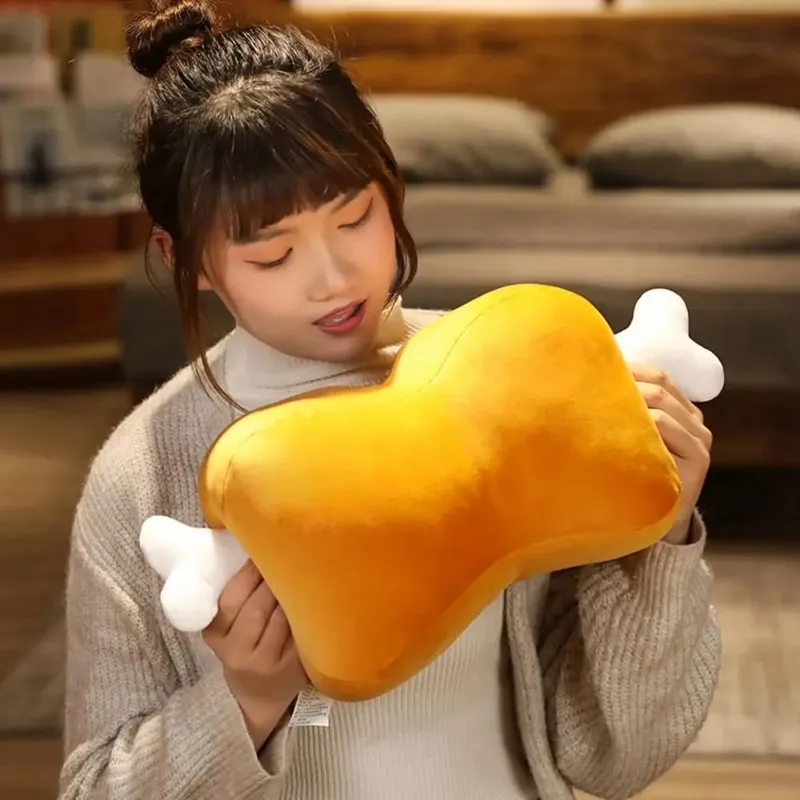 42cm Simulation Meat Bone Pillow Cartoon Design Washable Lifelike Meat Bone Pillow Soft Hypoallergenic Plush Toy Pillow