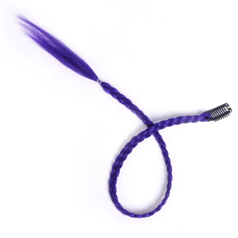 Estensioni clip-in sintetiche da 5 pezzi / lotto per le donne Coda di cavallo Arcobaleno Estensione dei capelli treccia 22 '' Ombre Parrucchino Treccia con clip — image 12