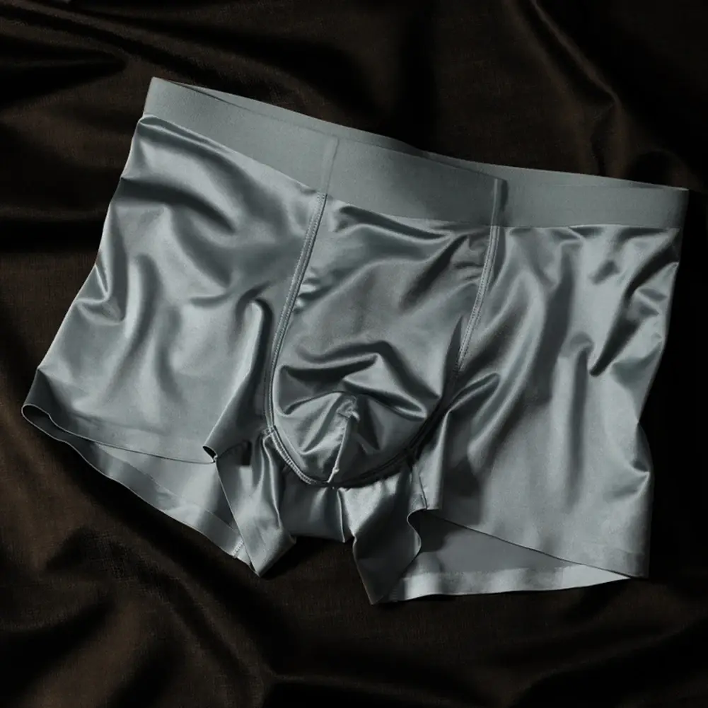 1pc Herren Nahtlose Boxershorts Atmungsaktive Schritt Höschen Eis Seide Boxershorts Bequeme Satin männer Unterwäsche Slips — image 8