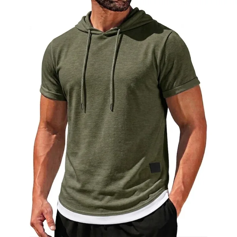 Summer Short Sleeve Hoodie Man Casual Thin T-Shirts Lightweight Pullover Hoodies Breathable Sweatshirt Korean Streetwear Gym Man — image 6