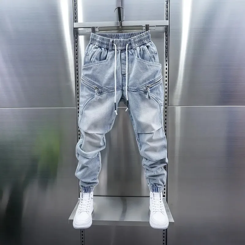 Fashionable Street Jeans Cool Zipper Harem Jeans High Quality Luxury Brand Men Clothing — image 2
