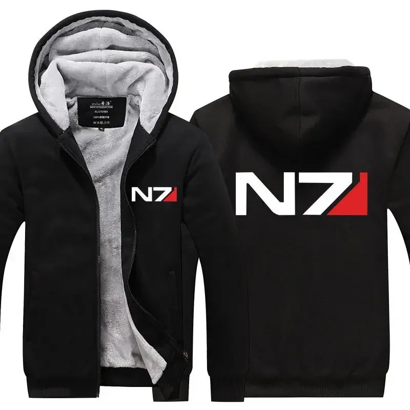 Effect N7 Hoodies Jacket Zipper Thickened Fleece Men's Winter Casual Fashion Men Women Anime Game Unisex N7 hoodie sweatshirt — image 8