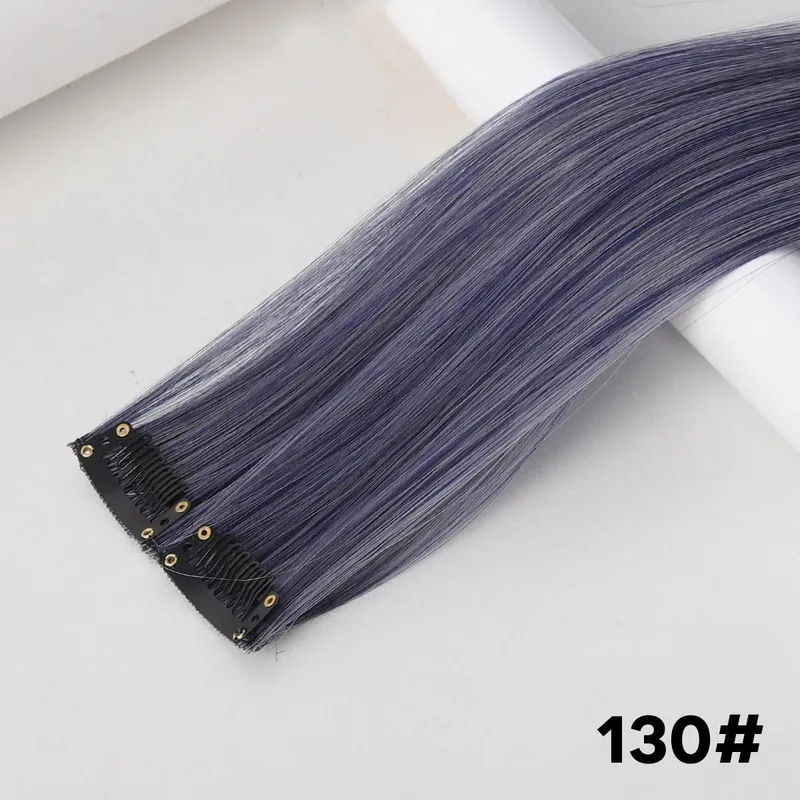 2PCS synthetic color hair extension piece wig women's highlighting clip hair heat-resistant wig piece long straight hair — image 9