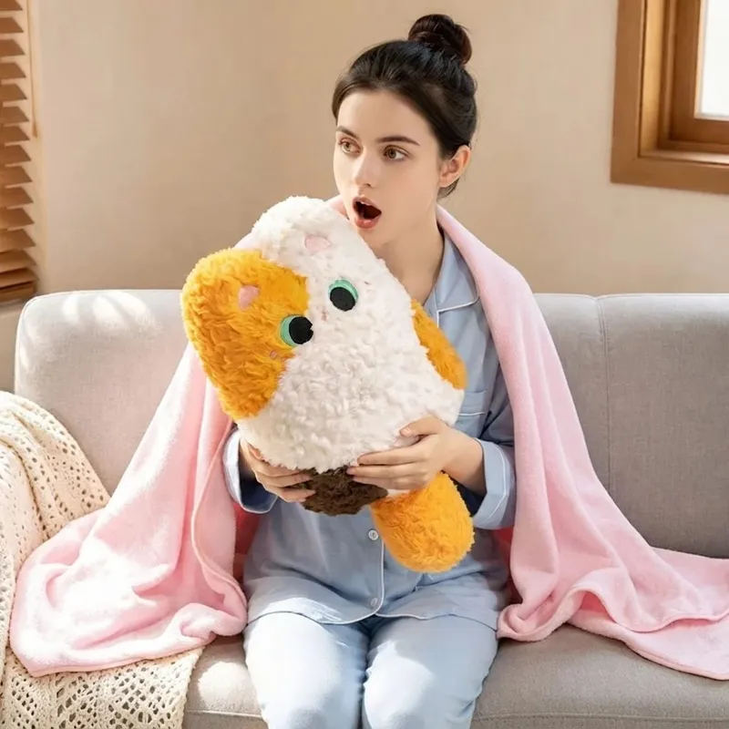 Kawaii Animal Plush Pillow Blanket 2 In 1 Soft Fluffy Animal Stuffed Doll Cushion Nap Pillow Blanket Home Sofa Bed Decor Gift — image 3
