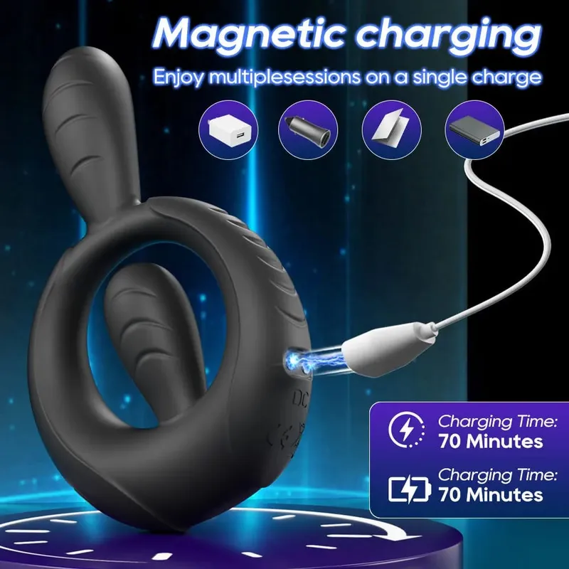 Vibrating Cock Ring Vibrator 10 Modes Tapping Flapping Penis Ring Clitoral Stimulator Delay Ejaculation Sex Toy for Men Women — image 4