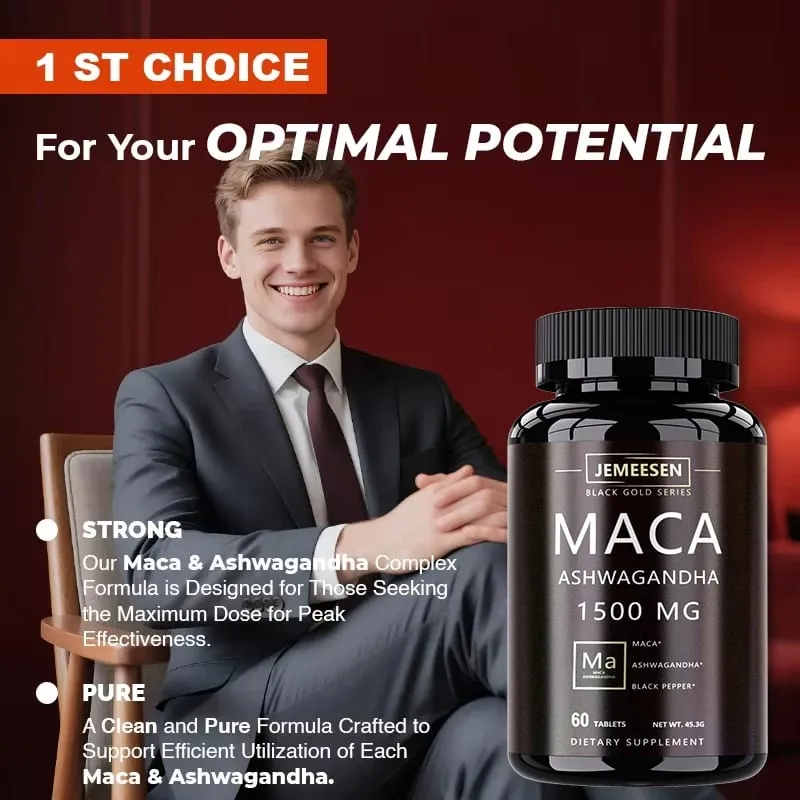 Økologiske Maca Root Powder Kapsler 1500mg indeholdende Maca Root Extract Ashwagandha Black Pepper Supplements for Mænd — image 6
