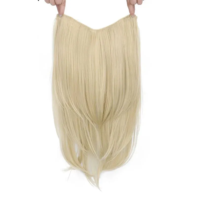 22Inch Synthetic V-Shape Long Straight Hair Extension Layered Hairpiece Natural Invisible Everyday Wear for Women Daily Party — image 14