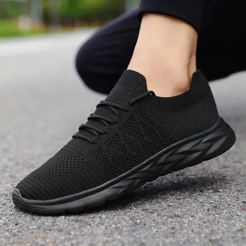 Men's Mesh Knit Walking Shoes No-Tie Elastic Slip-On Sneakers Breathable Lightweight Casual Athletic Shoes — image 6