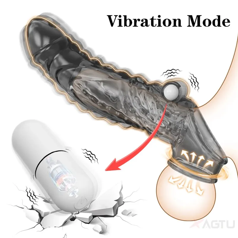 Vibrating Penis Sleeve for Men Penis Enlarge Penis Extension Penis G-Spot Vagina Vibrator Adult Goods Sex Toy for Couples — image 5