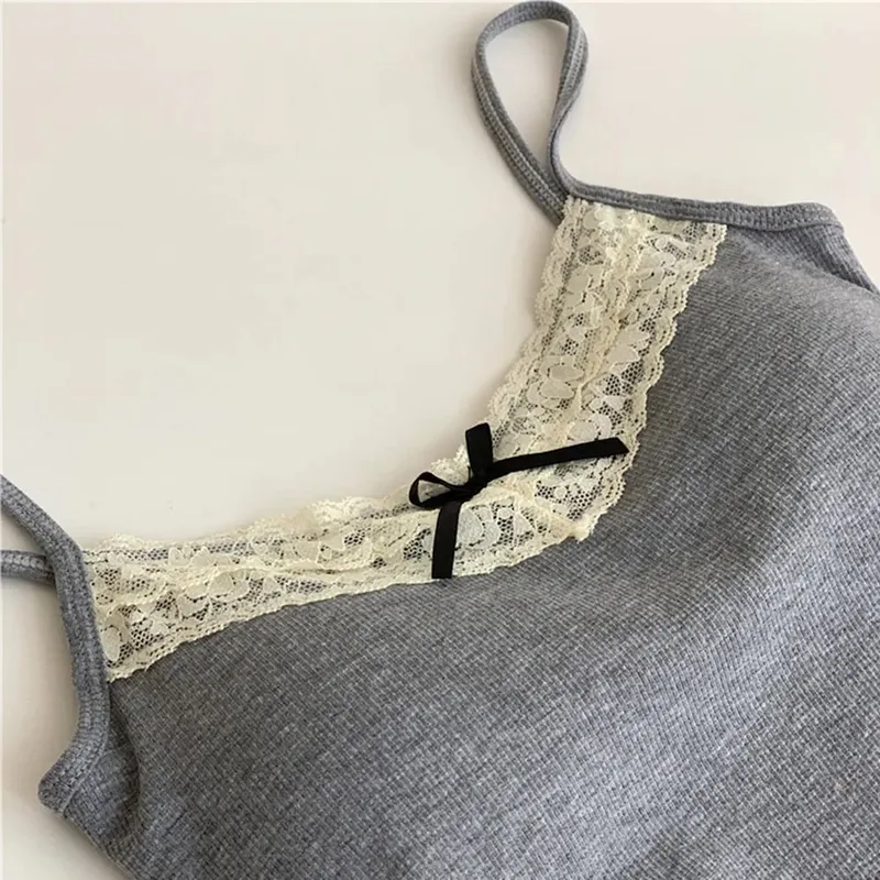 Sommer frauen Weste Ärmellose Spitze Off Schulter Sexy Schlank Top Mit Brust Pad Modische Tank Top Y2K Weibliche Gepolsterte leibchen — image 7