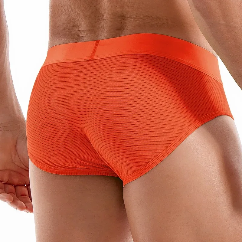 Jockmail Mens Underwear Briefs Mesh Breathable Sports Fitness Shorts Solid Color Sexy Low-rise Lingeries for Extreme Panties — image 29