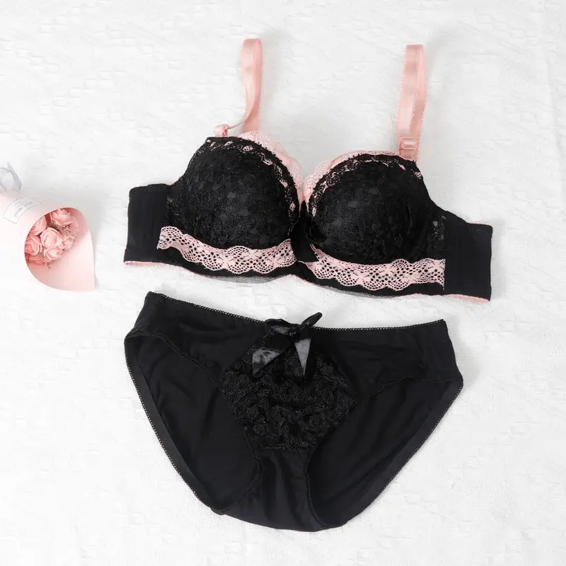 Women Underwire Sexy Lace Bra&Panty Shape‑Adjustable Push‑Up Bra For Small Bust Young Girls Anti‑Sagging Support Lingerie Set — image 2