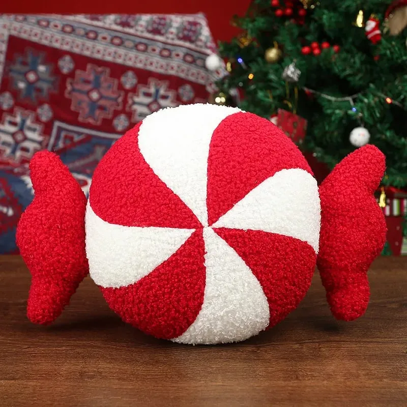 Classic Christmas Series Throw Pillow Candy Lollipop Snowflake Xmas Scepter Balls Doll Soft Sofa Cushion Festival Home Decor — image 12