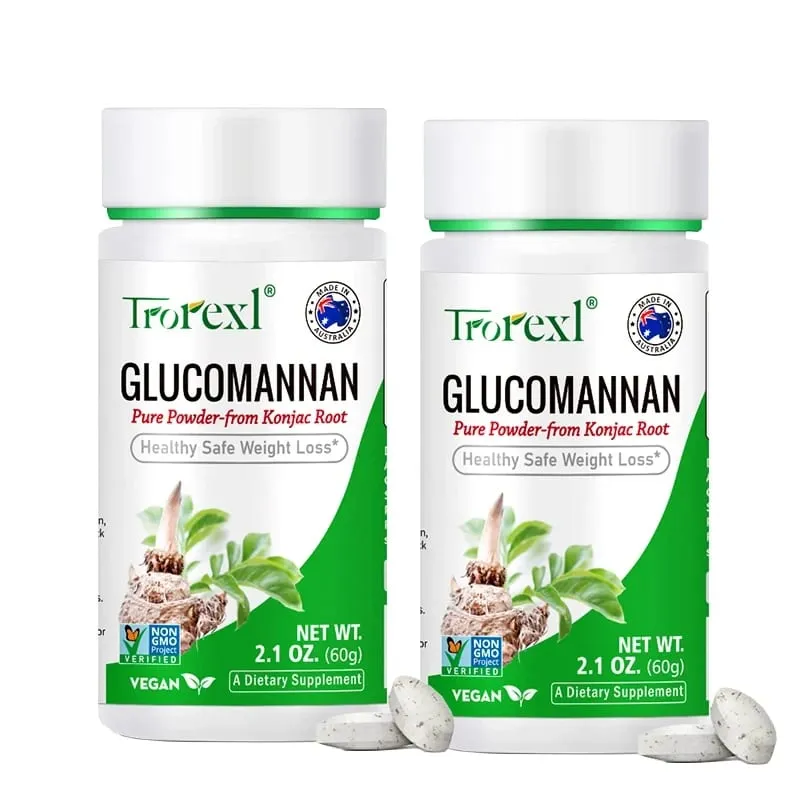 100 Stück Glucomannan-Pulver zur Gewichtsreduktion | Vegan & Vegetarisch | GVO-frei, glutenfrei