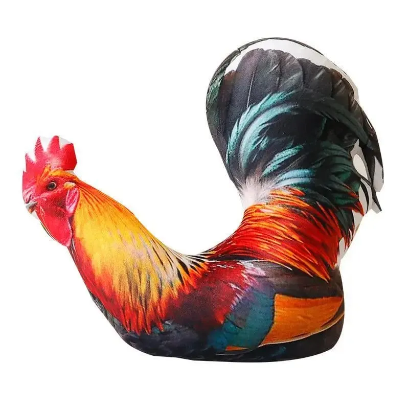 【BS】Lifelike Rooster Plush Throw Pillow Vivid 3D Print Soft Fluffy For Home Sofa Decor Kids Gift Animal Room Decor