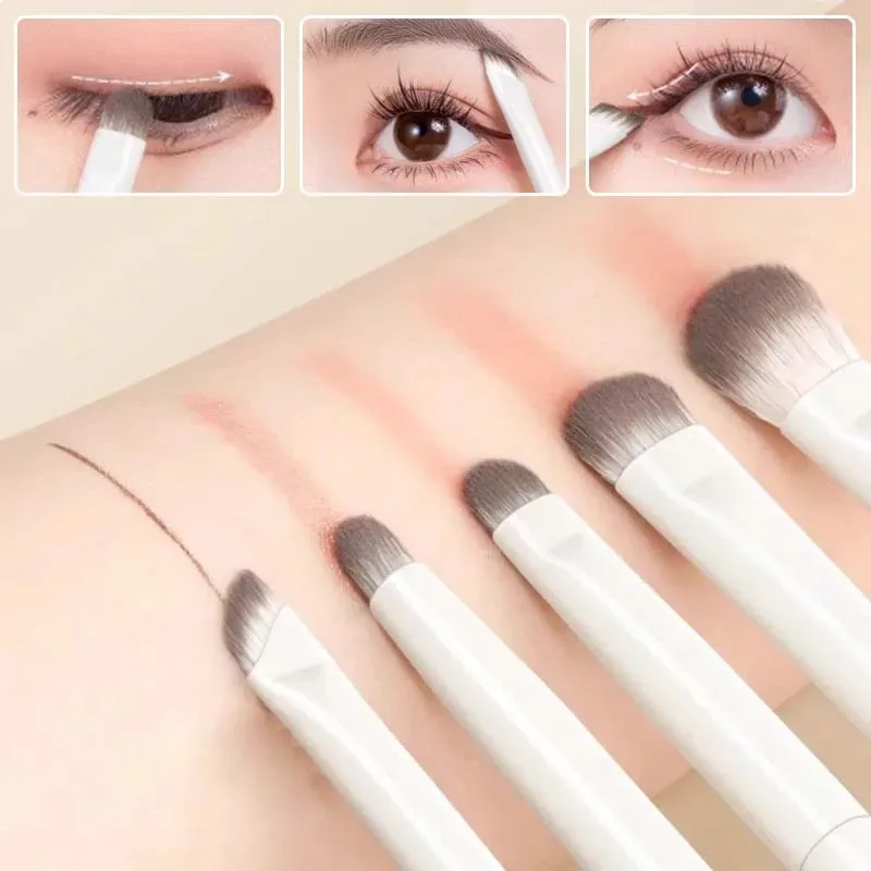 5/6/8/10pcs Natural Eye Makeup Brushes Set Detail Eyeshadow Contouring Brush Ultra Soft Blending Eyeliner Brow Brush Makeup Tool — image 2
