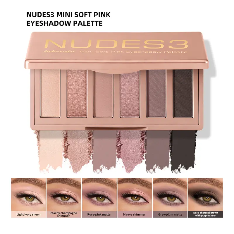 Soft Pink Eyeshadow Palette 6 Colors Matte Shimmer High Pigment Blendable Long Lasting Multi‑scene Eye Makeup Palette — image 2