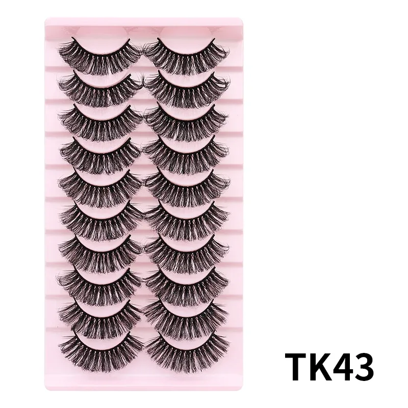 10 párů Russian DD Curl Bulk Fluffy Strip Lashes Přírodní měkké umělé řasy Opakovaně použitelné ručně vyrobené řasy pro každodenní a párty — image 13