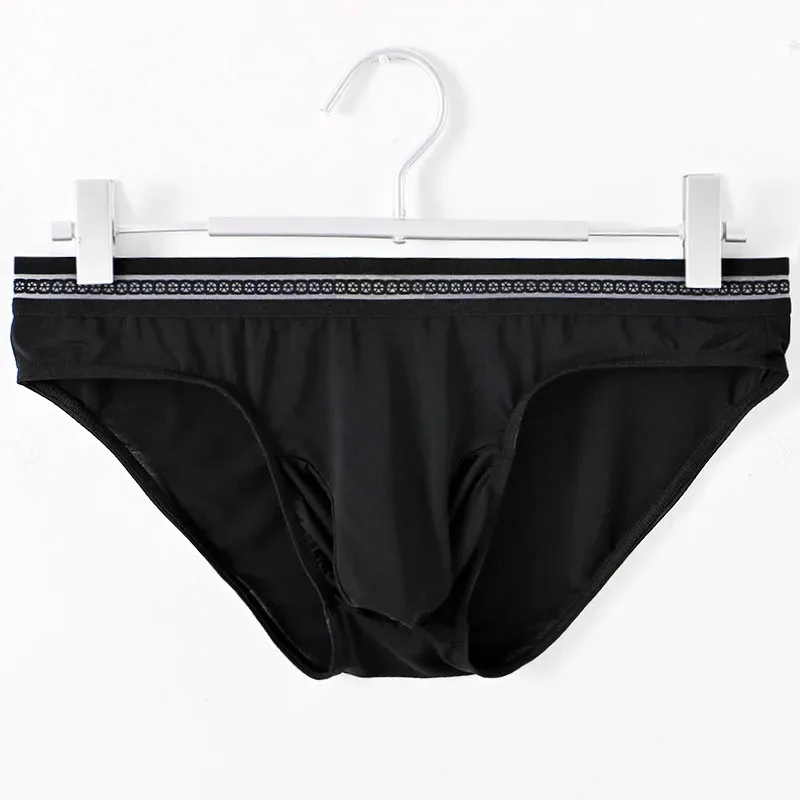 1/3PCS Men's Ice Silk Briefs Ultra-thin Quick Dry High Elastic Lace Waistband Panties Sexy Seamless Breathable Bikini Underwear — image 34