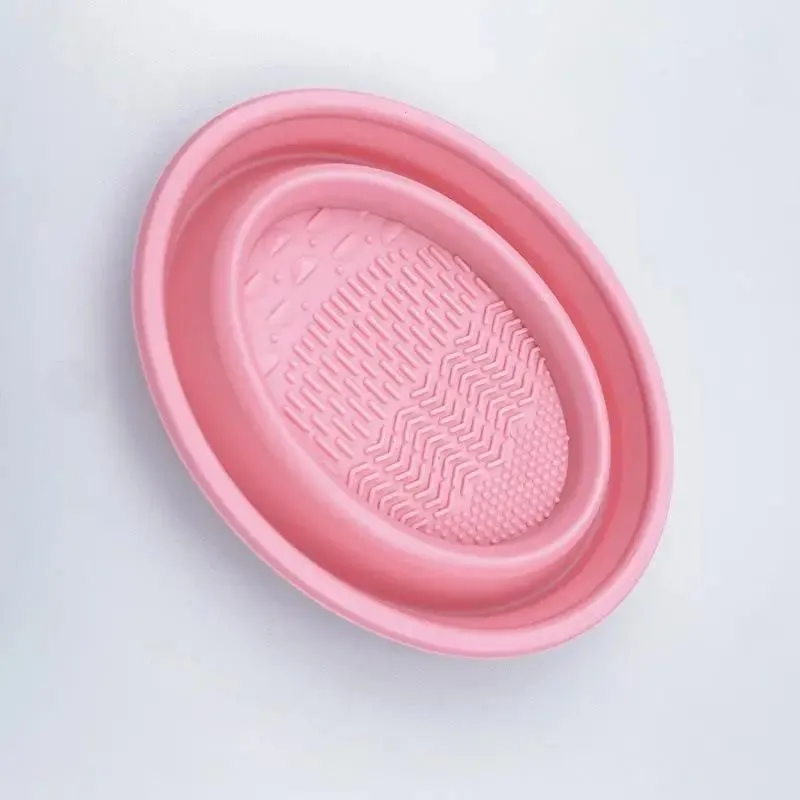 Folding Powder Puff Cleaning Bowl Eyeshadow Brushes Wash Clean Mat Beauty Tools Scrubber Box Soft Silicone Makeup Brush Cleaner