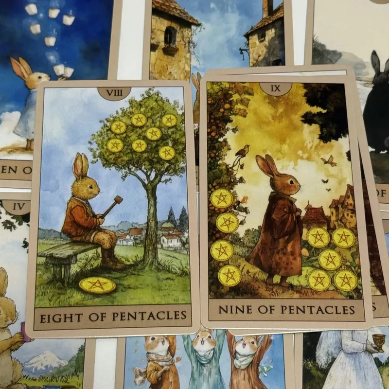 Jeu de Tarot lapin, 78 pièces, jeux de société, cartes aquarelle anglaises, cartes de Divination mignonnes — image 2