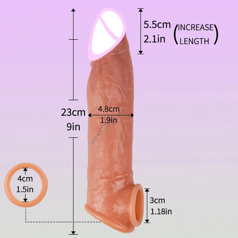 Realistické, opakovaně použitelné tenké silikonové pouzdro na penis s protiskluzovým kroužkem prodlužovač penisu pro muže pro oddálení ejakulace — image 9