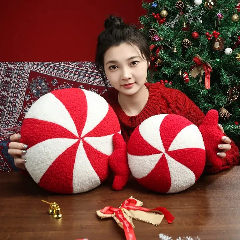 Classic Christmas Series Throw Pillow Candy Lollipop Snowflake Xmas Scepter Balls Doll Soft Sofa Cushion Festival Home Decor — image 9