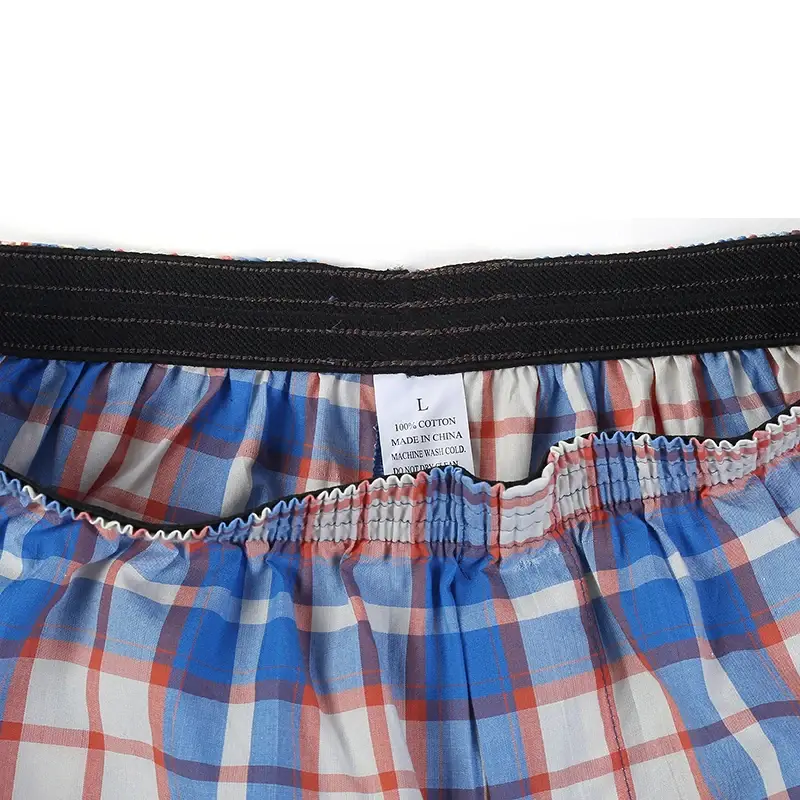 2 Pcs/Lot Men's Boxer Briefs 100% Cotton Sleep Underpants Underwear Casual Plaid Comfortable Homewear Striped Beach Panties — image 4