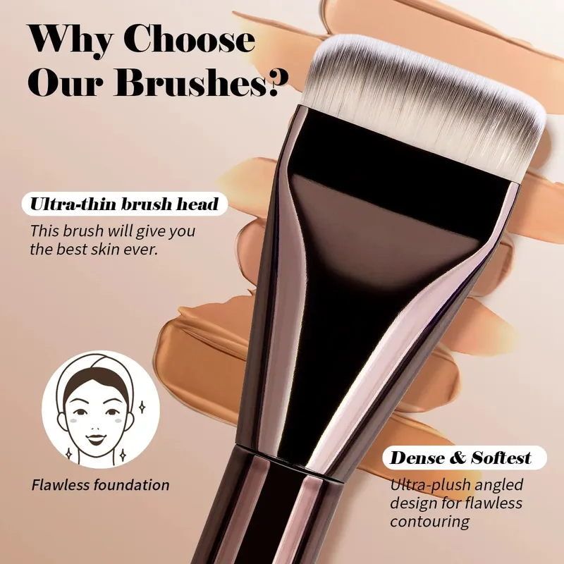 3pcs Makeup Brushes Aluminum Tube Makeup Brush Foundation Makeup Brush Thin Foundation Brush Kabuki Makeup Tools for Girl — image 5