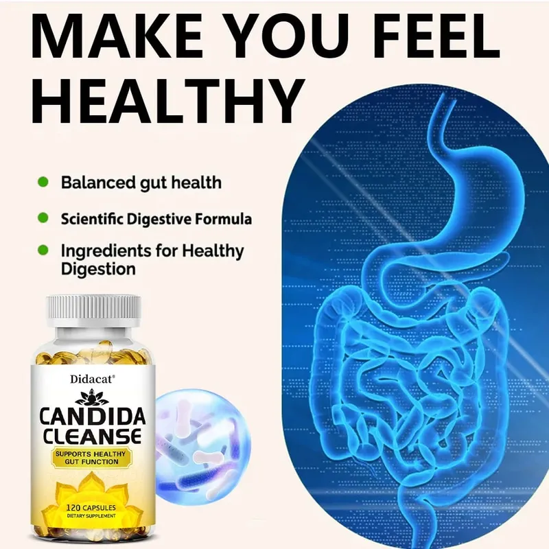 Candida Cleanse-Mengandungi Herba Asli dan Probiotik Untuk Menyokong Fungsi Usus Yang Sihat dan Kesihatan Imun Sesuai untuk Uniseks — image 4