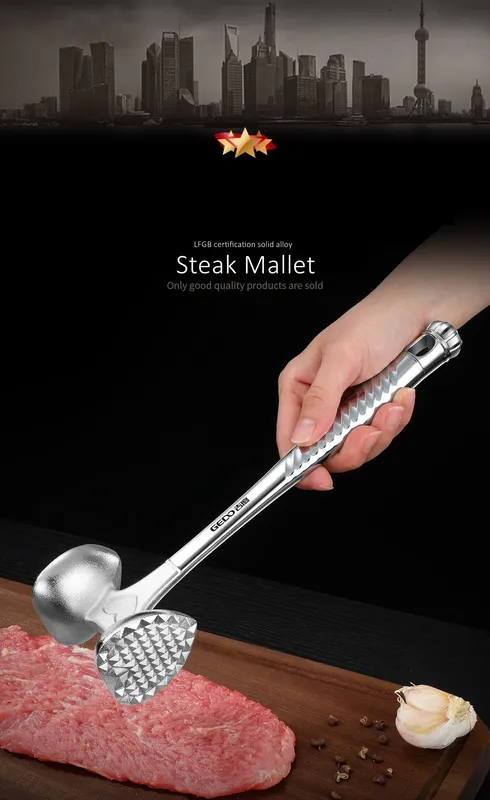 LFGB Certification Solid Alloy Meat Mallet 30° Tilt Ergonomic Strike Surface Steak Tenderizer Efficient Kitchen Cooking Tool — image 7