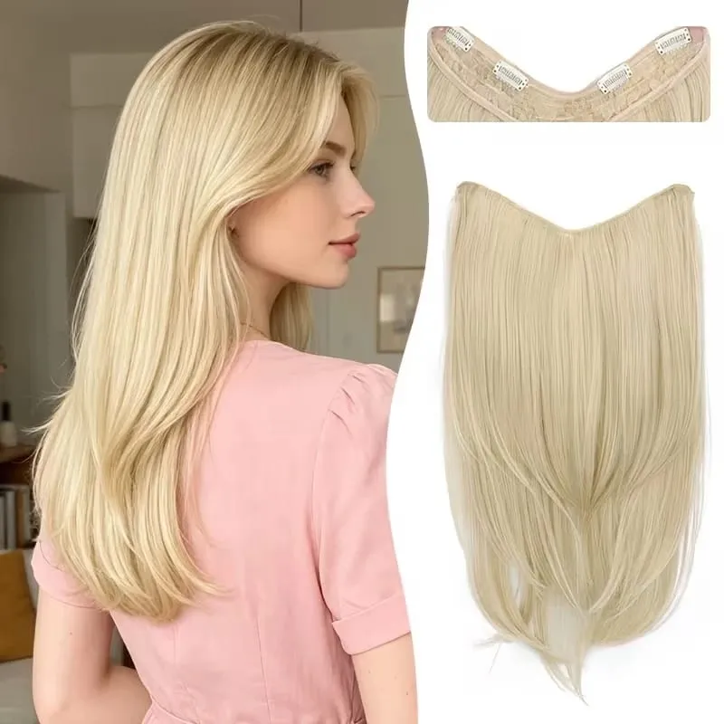 22Inch Synthetic V-Shaped Long Layered Straight Hair Extensions Invisible Increase Volume Fashion Lazy Hairstyle for Women — image 12
