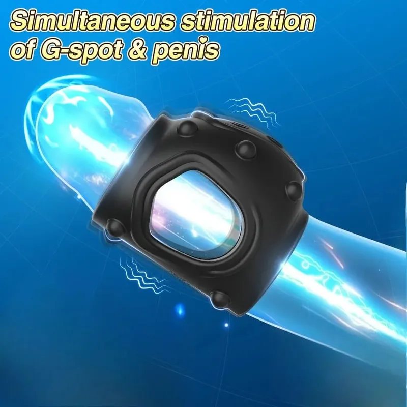 Penis Sleeve Vibrator Testicles G Spot Pleasure Stimulator Delayed ejaculation Cock Ring Erection Extender Sex Toys Men Device — image 3