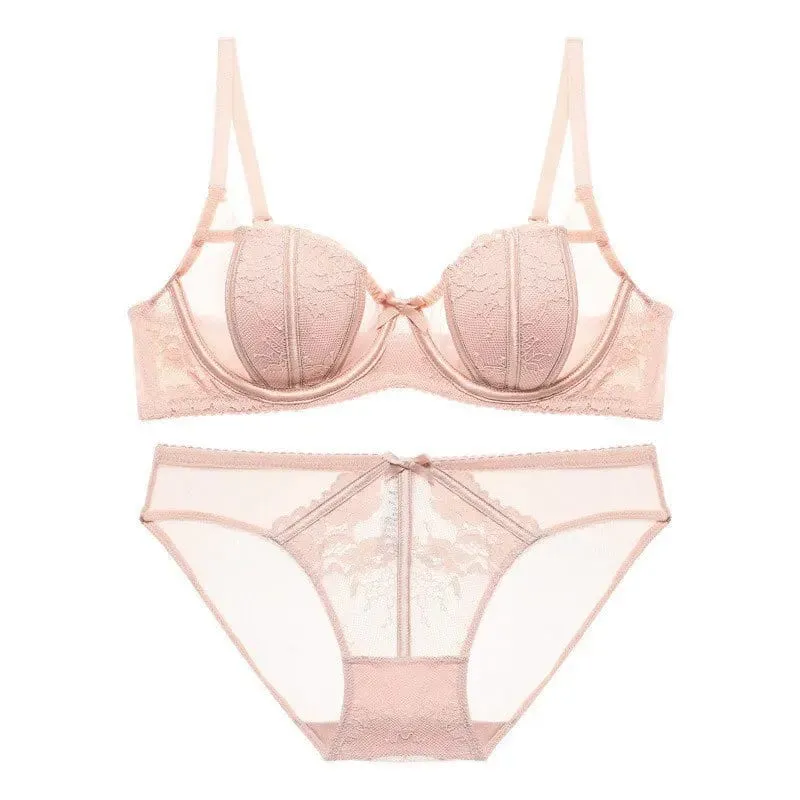 Ensemble Lingerie Dentelle Française Brodée Bonnets Oreille De Lapin Fil Doux Push Up Respirable Amincissant Confort Élégant — image 11