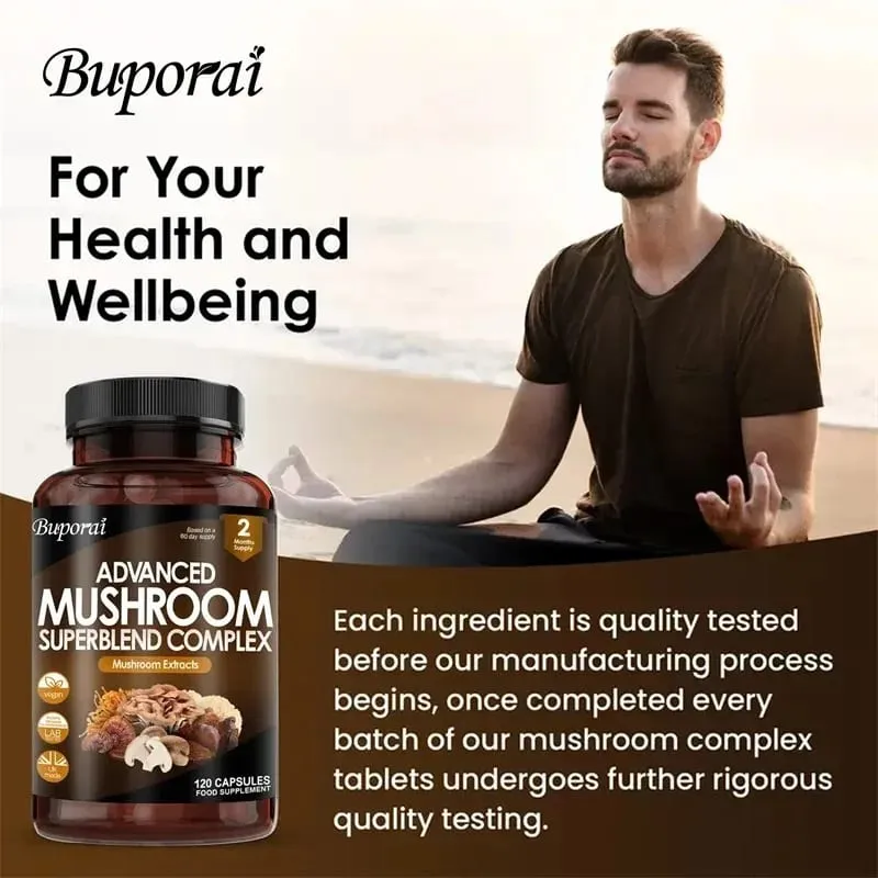 Mushroom Super Blend Complex - Brain Nervous System Health and Memory Supplements Immunity Sleep Energy Mood Support — image 7