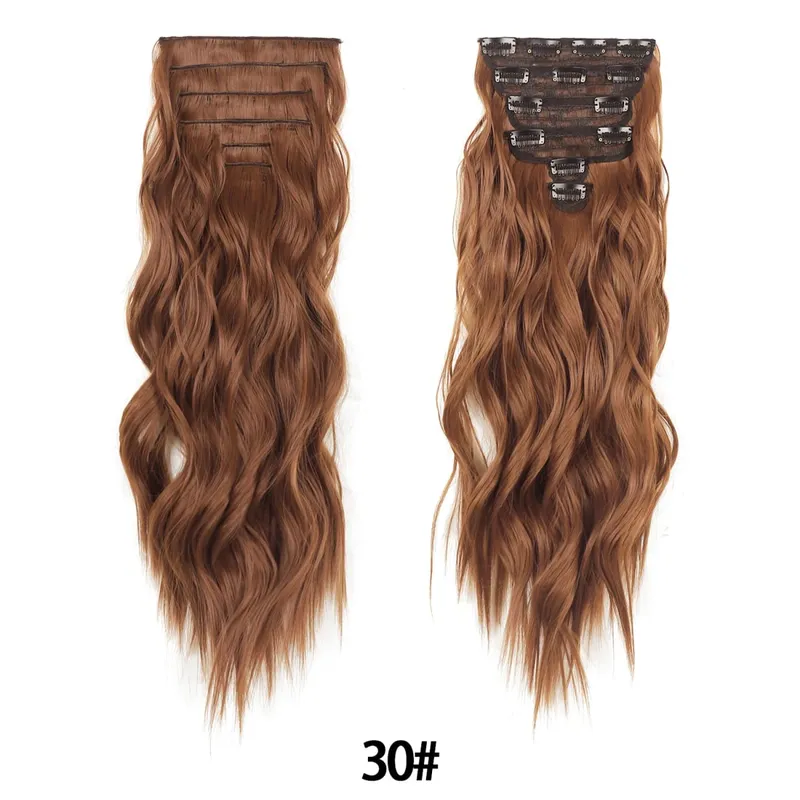 Clip in Hair Extensions 6PCS Thick Synthetic Hair Long Beach Waves hair Invisible Lace Weft Natural Soft Hairpieces for Women — image 15