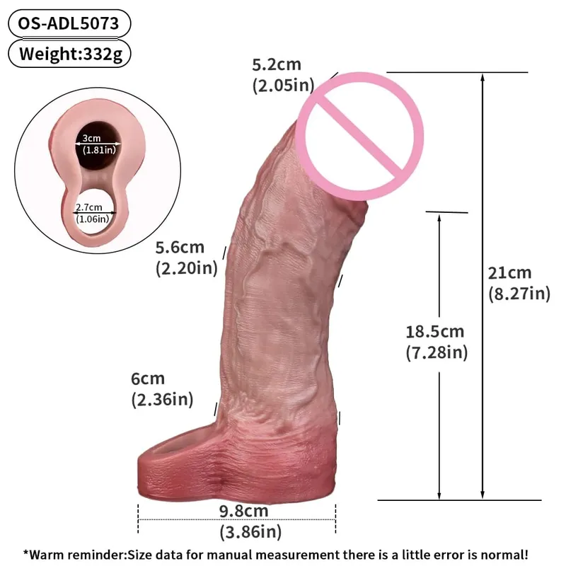 7.2in Realistic Penis Sleeve Reusable Penis Sleeve with Cock Ring Silicone Penis Enlarger Sleeve Male Adult Sex Toy for Men — image 25