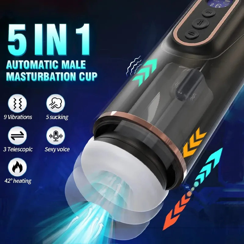 Automatic Telescopic Sucking Male Masturbator Vibrating Intelligent Heating Sexy Voice Earphone Pocket Pussy Sex Toy for Men — image 2